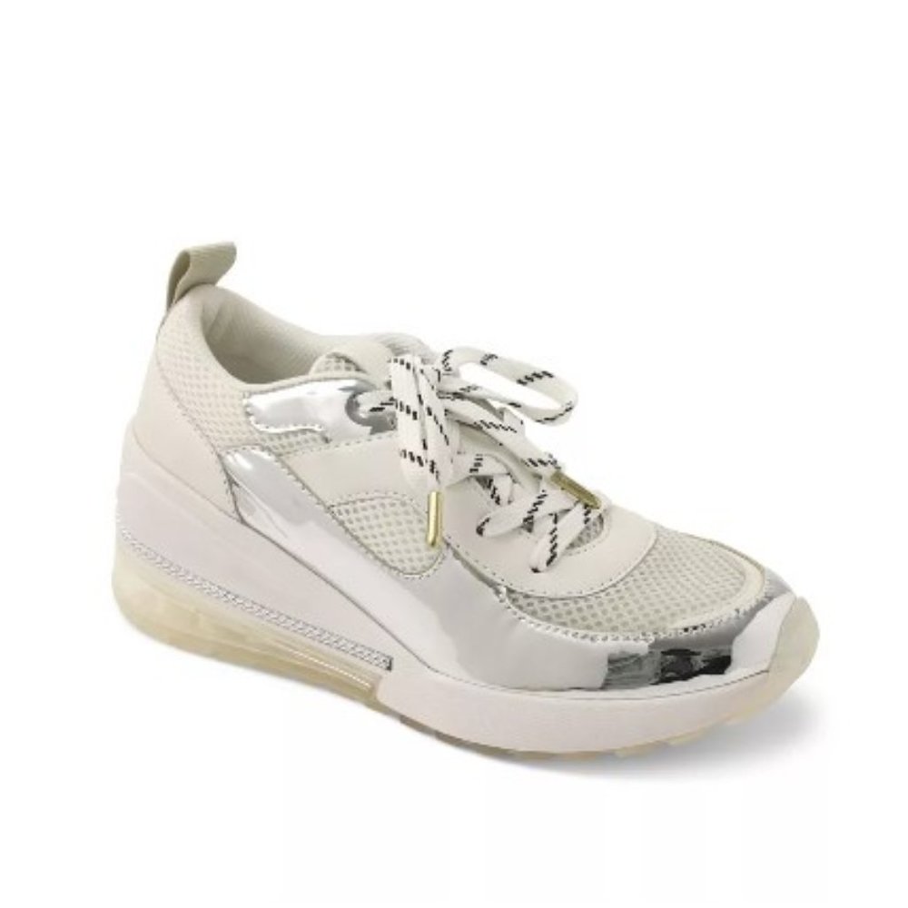 BCBGeneration Weddi Lace-Up Sneakers Bright White Silver 8M